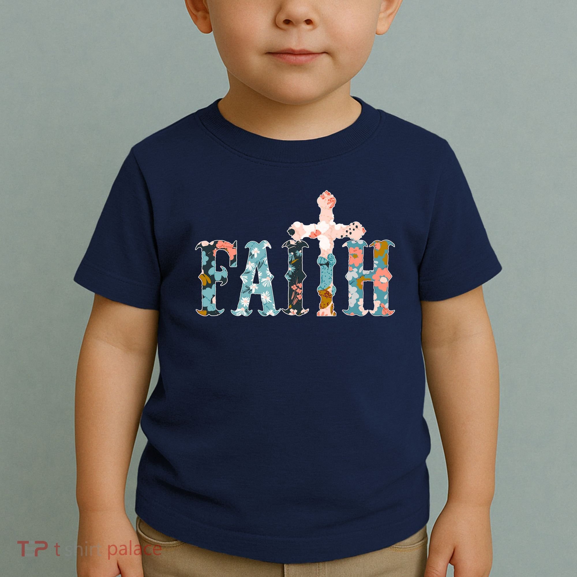 Floral Flower Print Faith Toddler T-Shirt
