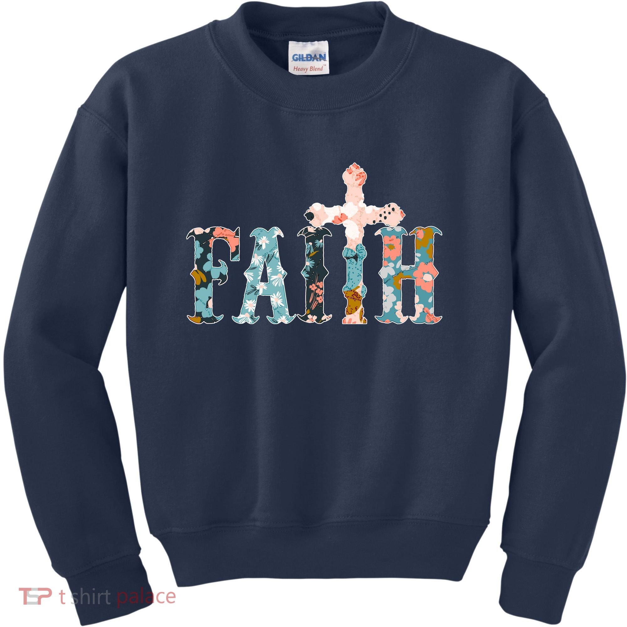 Floral Flower Print Faith Kids Sweatshirt