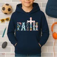 Floral Flower Print Faith Kids Hoodie thumb 2