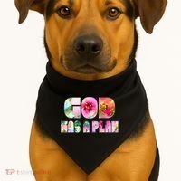 Floral Flower Print God Has A Plan USA-Made Doggie Bandana thumb 1