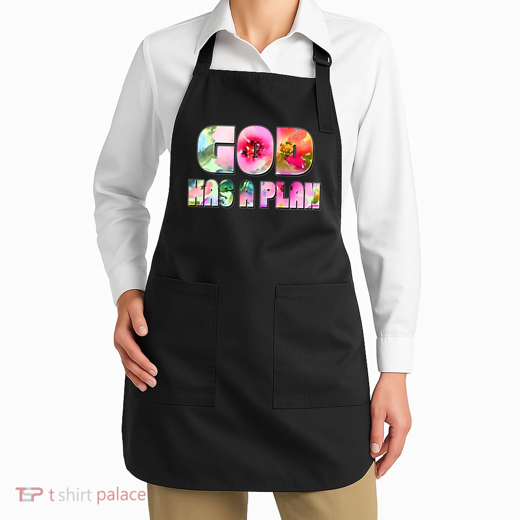 Floral Flower Print God Has A Plan Apron