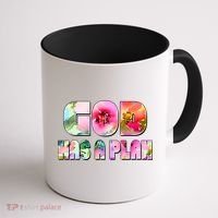 Floral Flower Print God Has A Plan Coffee Mug thumb 1