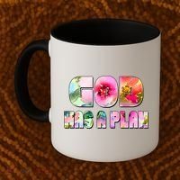Floral Flower Print God Has A Plan Coffee Mug thumb 2