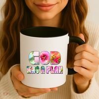 Floral Flower Print God Has A Plan Coffee Mug thumb 3