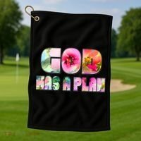 Floral Flower Print God Has A Plan Golf Towel thumb 1
