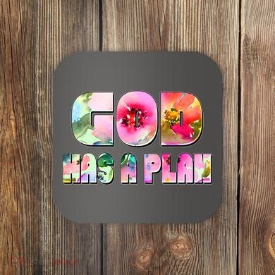 Floral Flower Print God Has A Plan Coaster