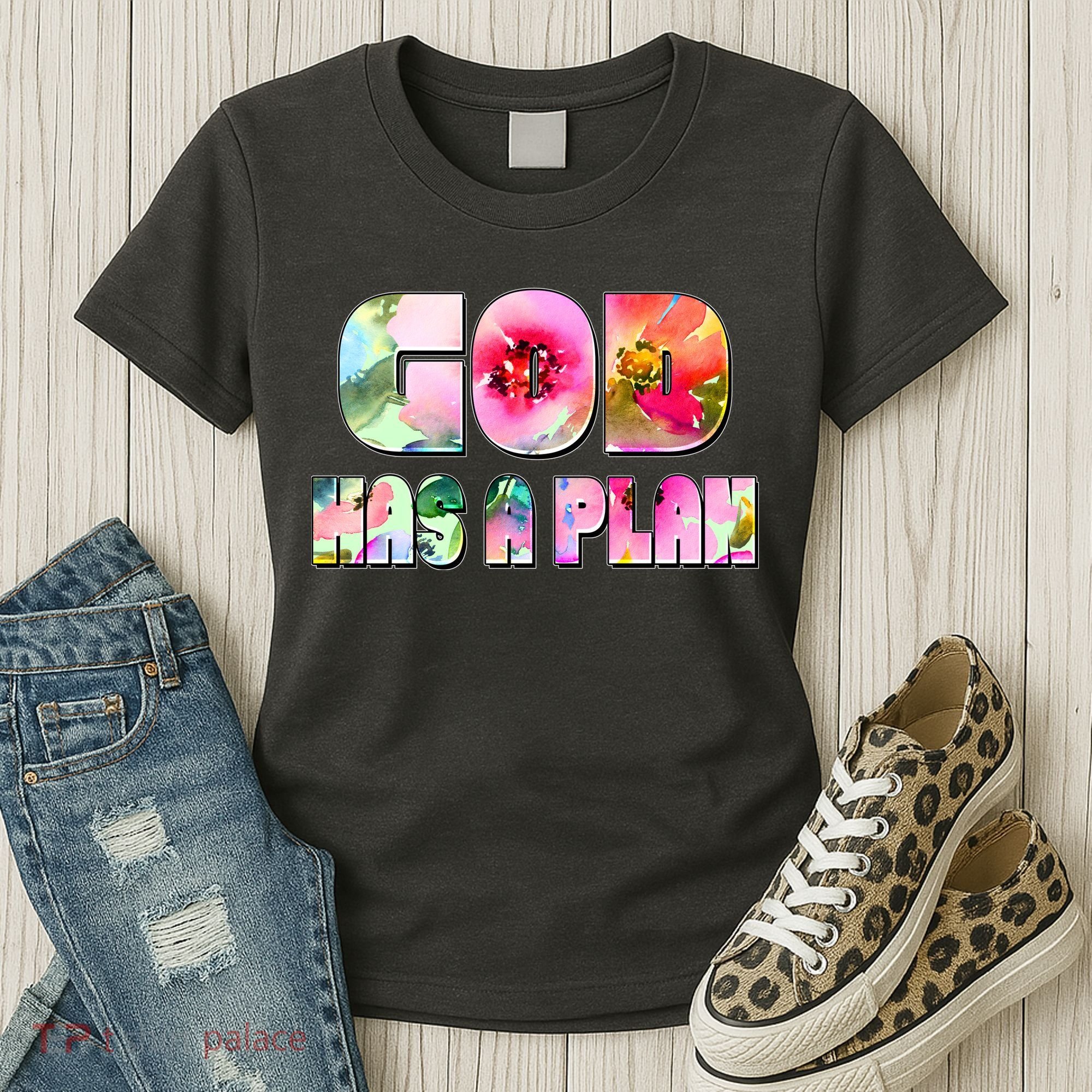 Floral Flower Print God Has A Plan Women's T-Shirt