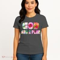 Floral Flower Print God Has A Plan Women's T-Shirt thumb 4