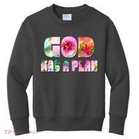 Floral Flower Print God Has A Plan Kids Sweatshirt thumb 0