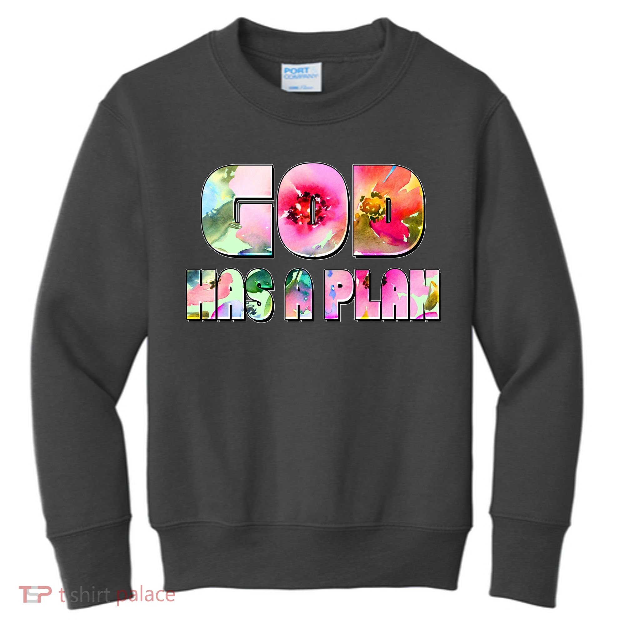 Floral Flower Print God Has A Plan Kids Sweatshirt