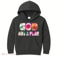 Floral Flower Print God Has A Plan Kids Hoodie thumb 0