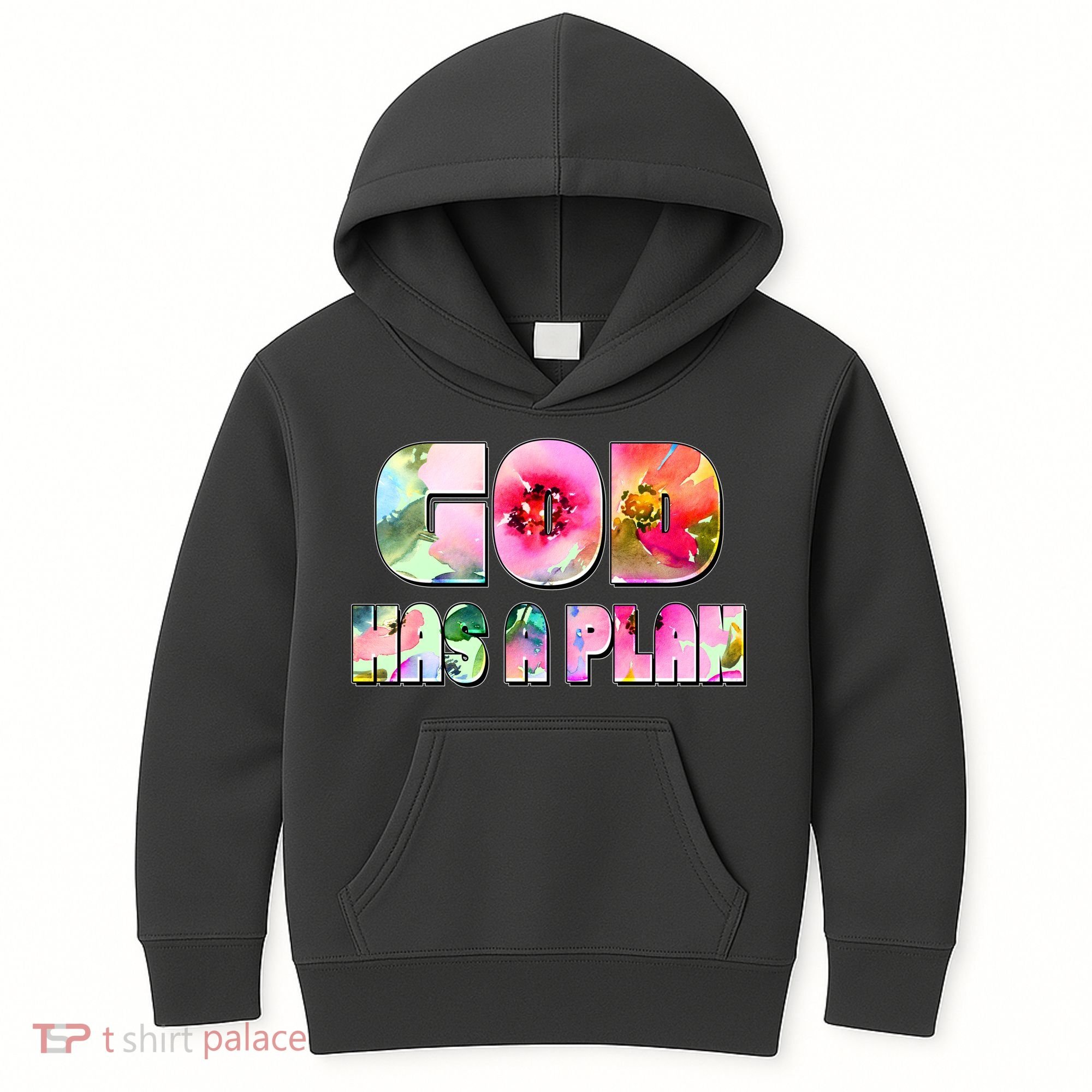 Floral Flower Print God Has A Plan Kids Hoodie