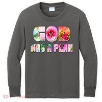 Floral Flower Print God Has A Plan Kids Long Sleeve Shirt thumb 0