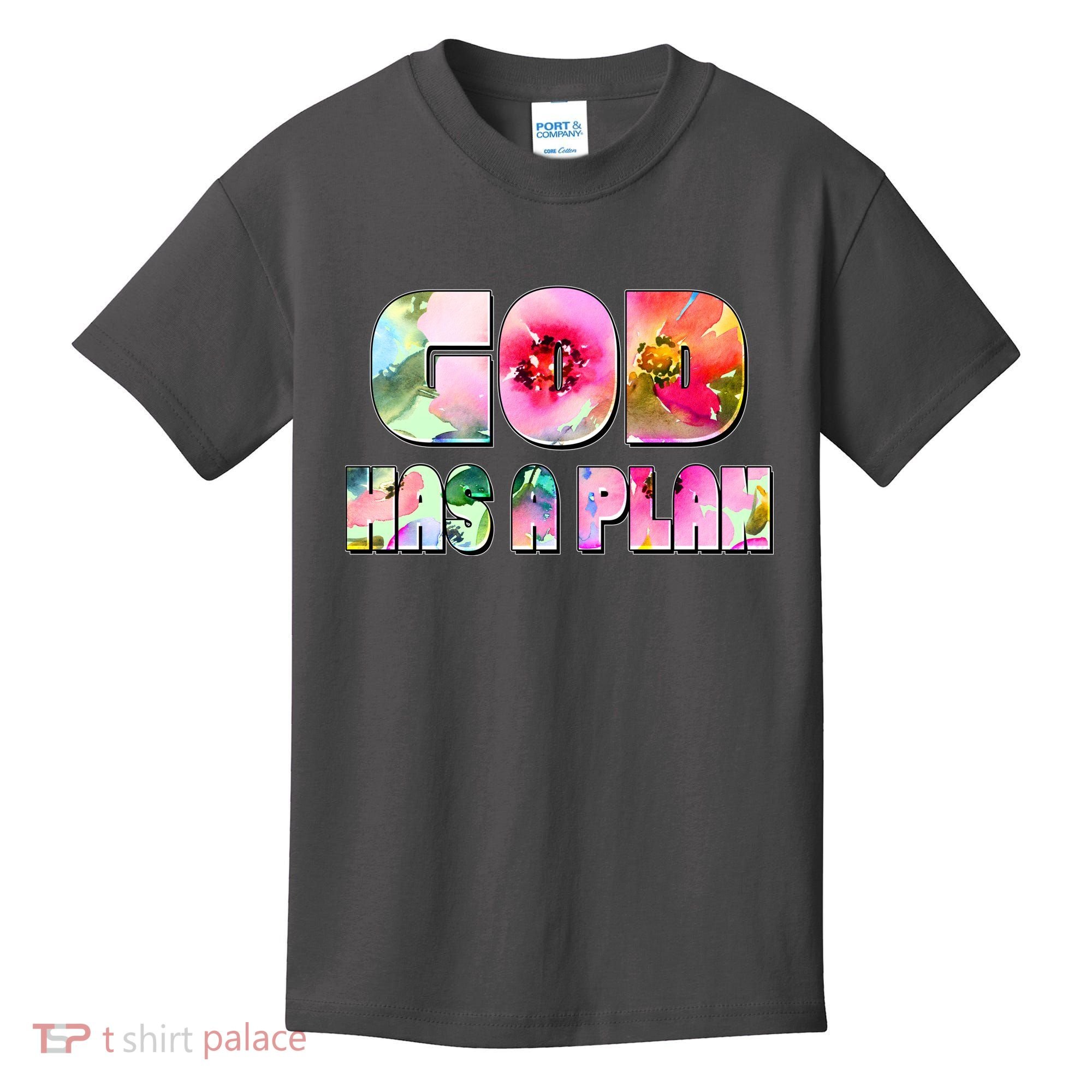 Floral Flower Print God Has A Plan Kids T-Shirt