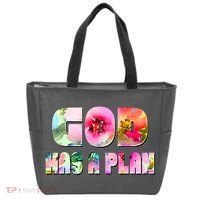 Floral Flower Print God Has A Plan Tote Bag thumb 0