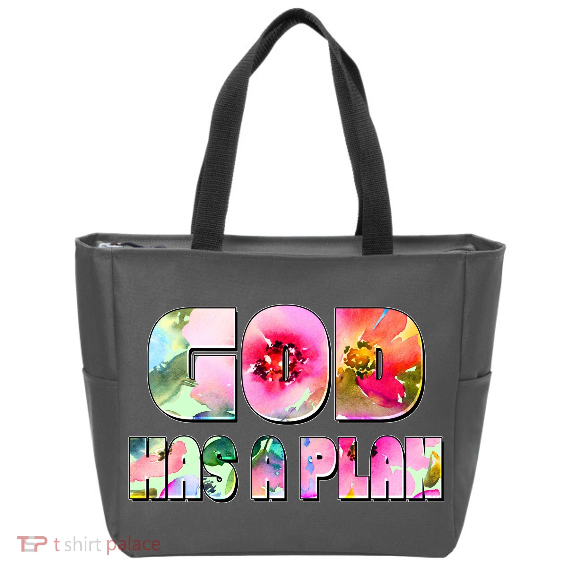 Floral Flower Print God Has A Plan Tote Bag