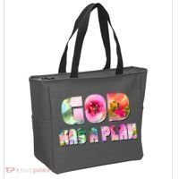 Floral Flower Print God Has A Plan Tote Bag thumb 2