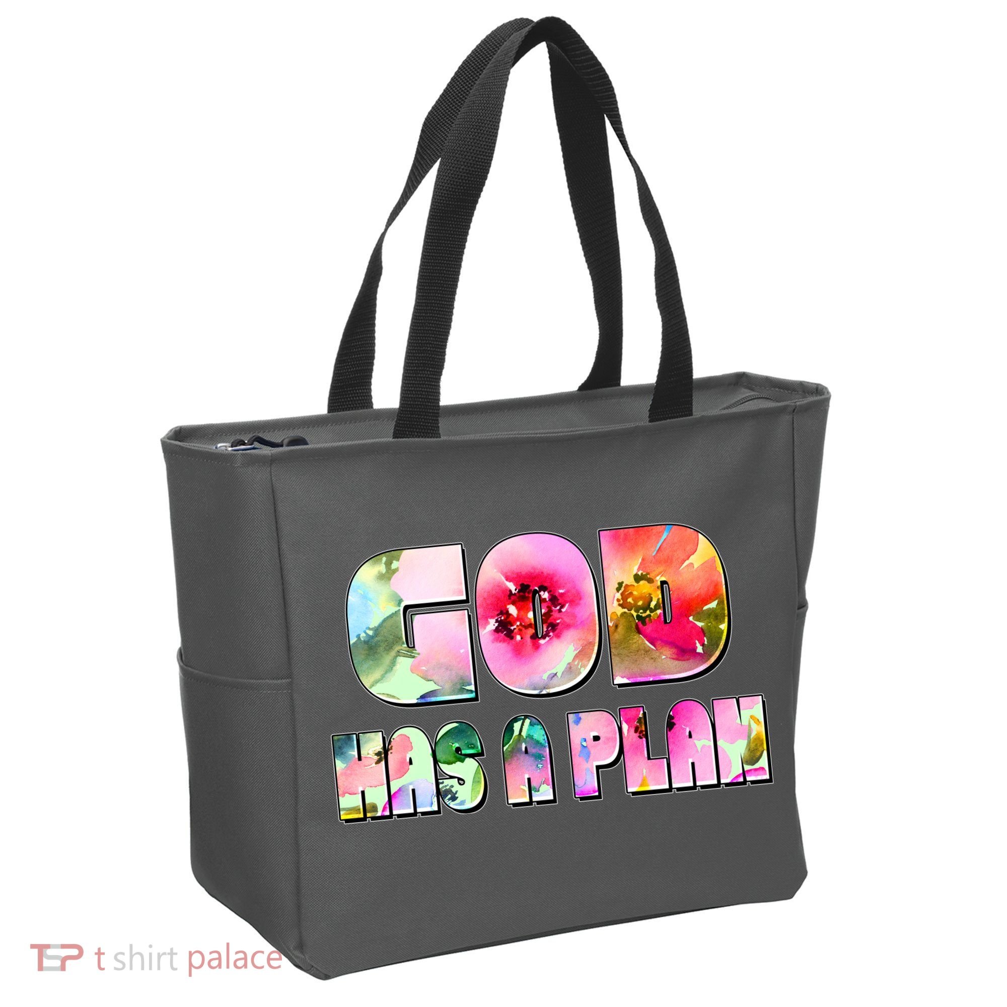 Floral Flower Print God Has A Plan Tote Bag