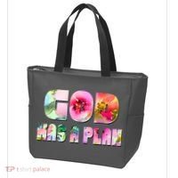 Floral Flower Print God Has A Plan Tote Bag thumb 3