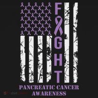 Fight Flag Purple Ribbon Support Pancreatic Cancer Awareness T-Shirt thumb 7
