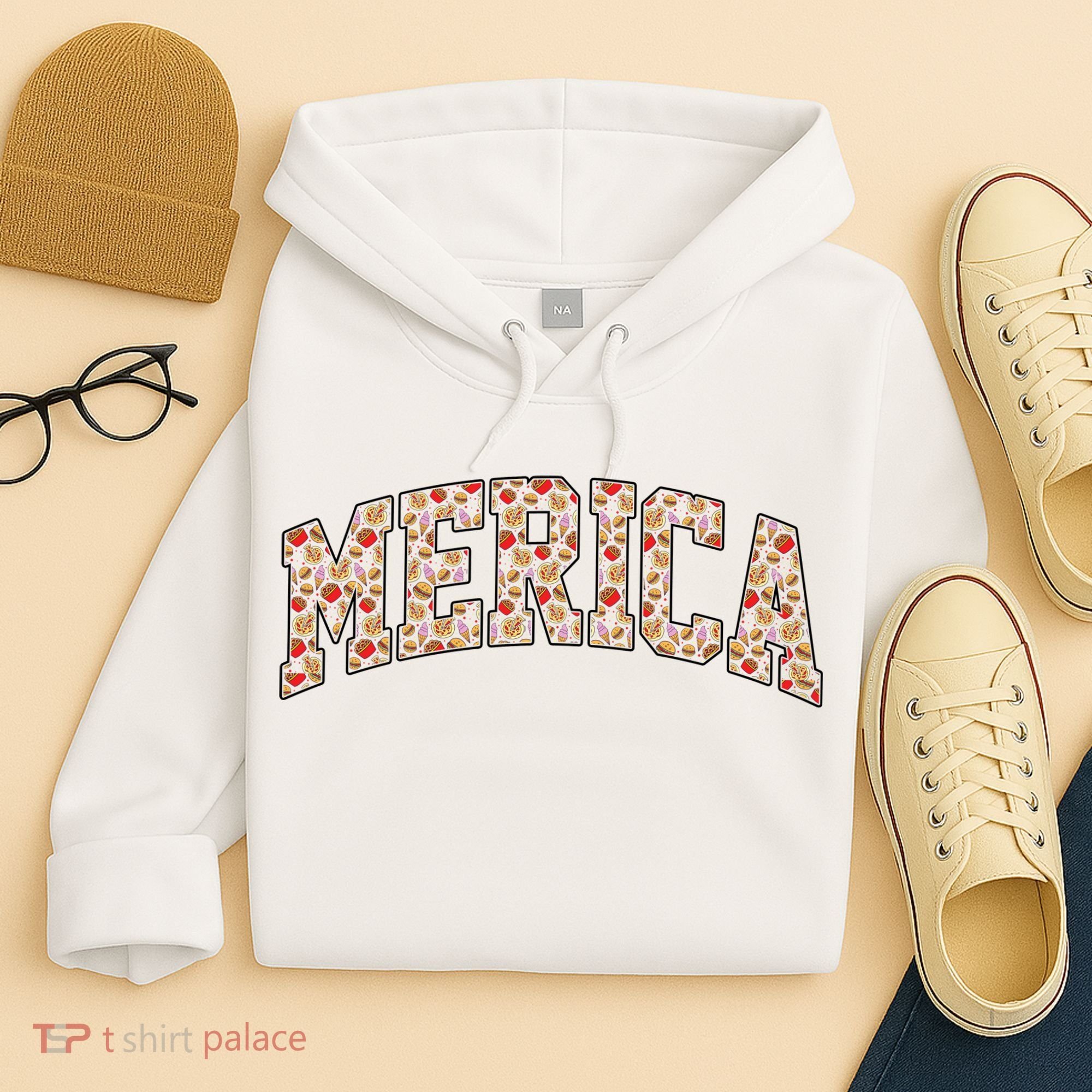 Fast Food Pattern Merica Hoodie