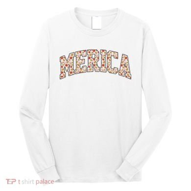 Fast Food Pattern Merica Long Sleeve Shirt