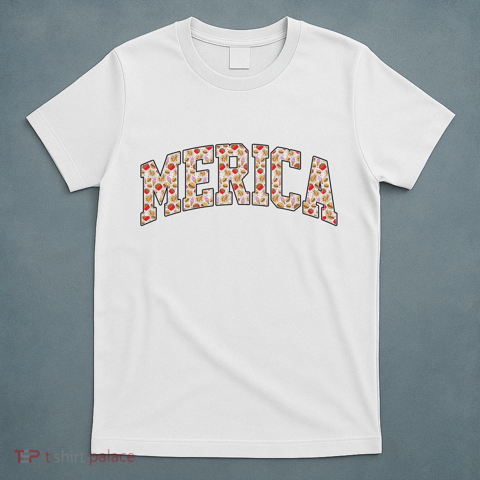 Fast Food Pattern Merica T-Shirt