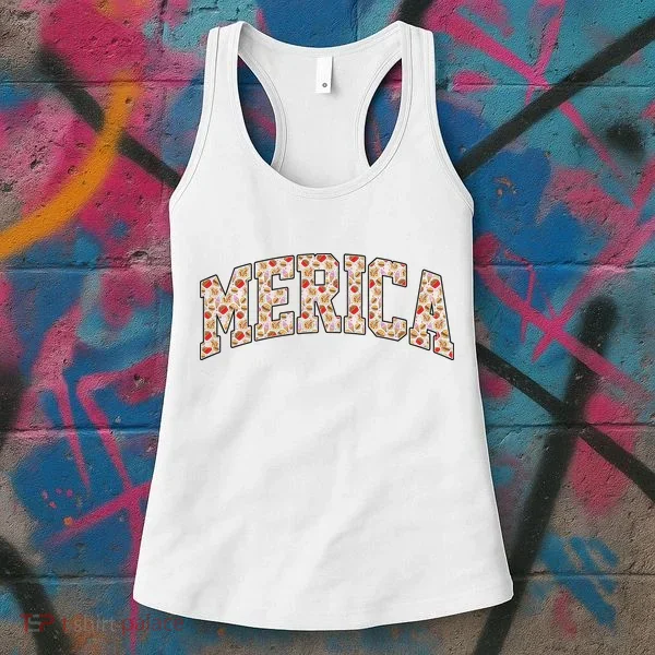 Fast Food Pattern Merica Women's Tank Top