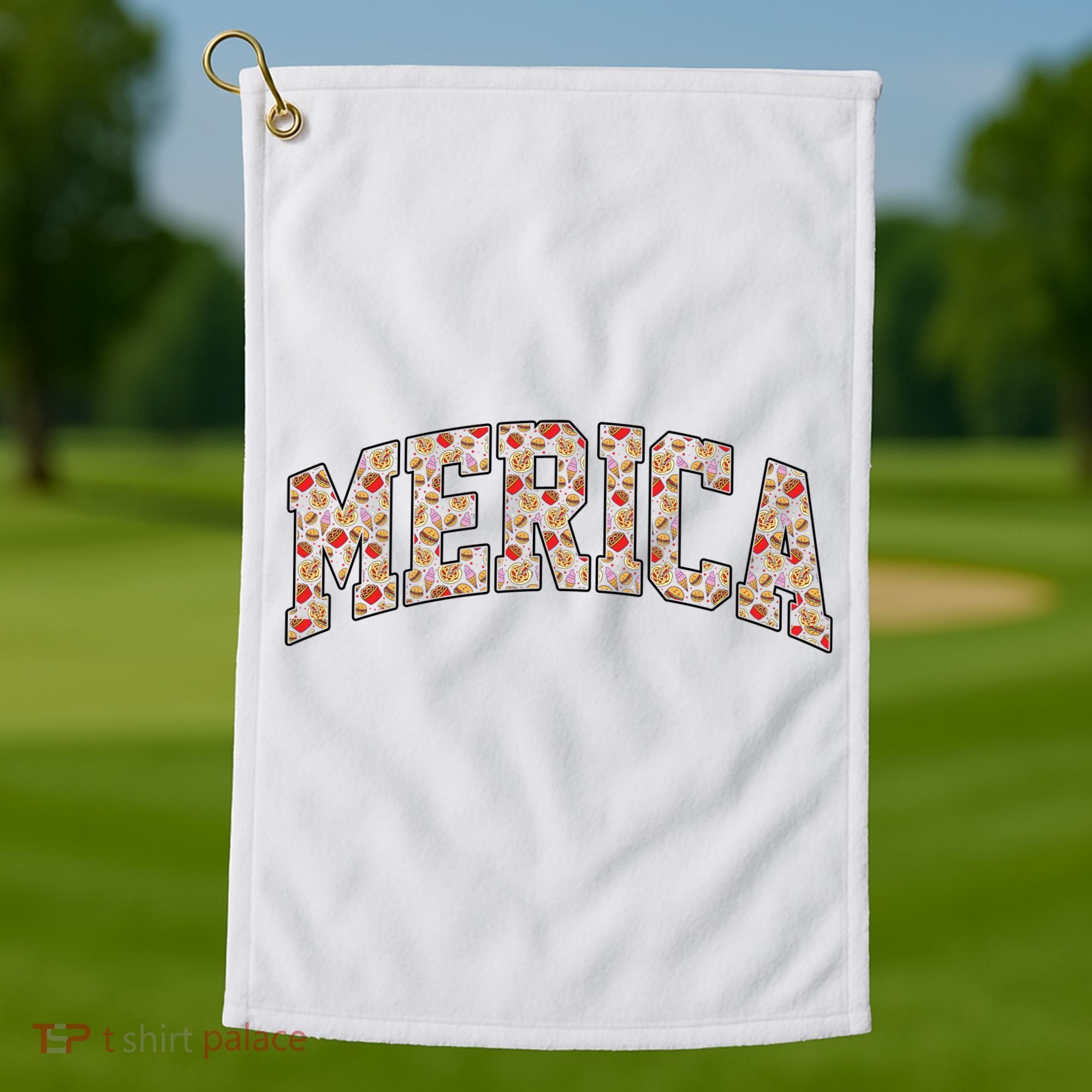 Fast Food Pattern Merica Golf Towel
