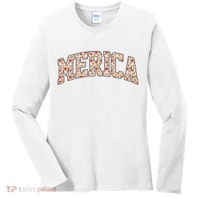 Fast Food Pattern Merica Women's Long Sleeve Shirt