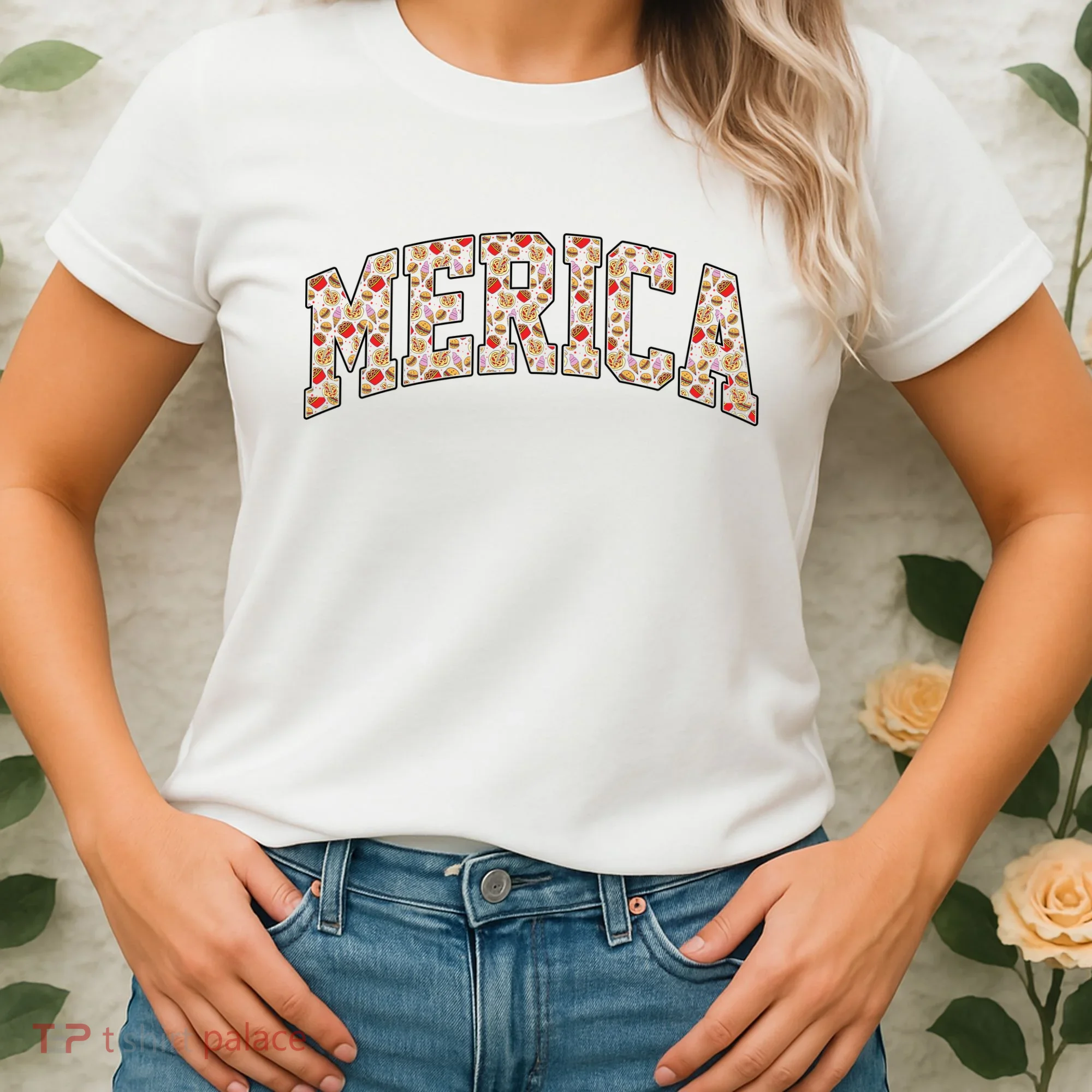 Fast Food Pattern Merica Women's T-Shirt