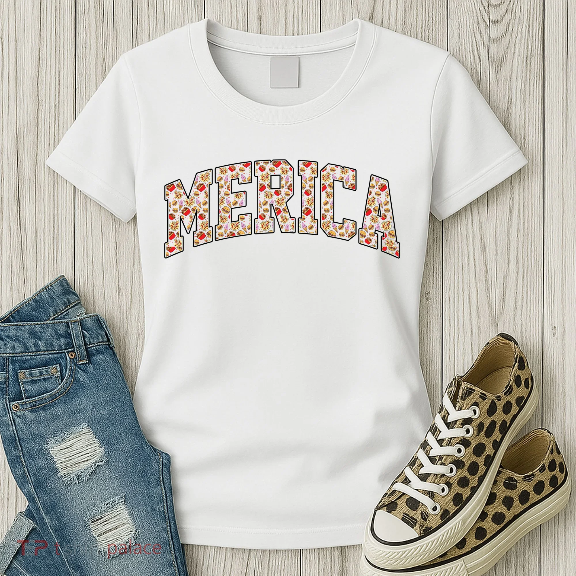 Fast Food Pattern Merica Women's T-Shirt