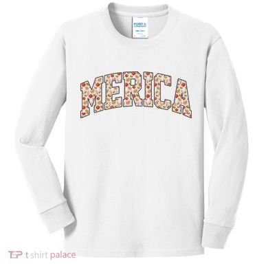 Fast Food Pattern Merica Kids Long Sleeve Shirt