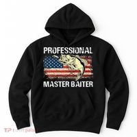Funny Fishing Professional Master Baiter Retro American Flag Hoodie thumb 0