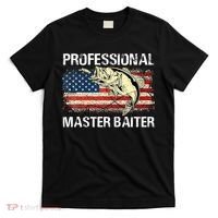 Funny Fishing Professional Master Baiter Retro American Flag T-Shirt thumb 0