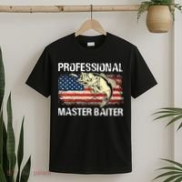 Funny Fishing Professional Master Baiter Retro American Flag T-Shirt thumb 2