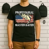 Funny Fishing Professional Master Baiter Retro American Flag T-Shirt thumb 6