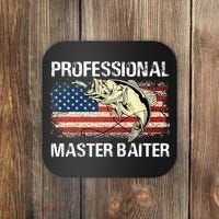 Funny Fishing Professional Master Baiter Retro American Flag Coaster thumb 0