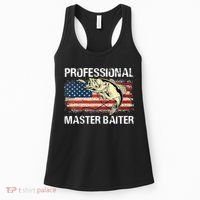 Funny Fishing Professional Master Baiter Retro American Flag Women's Tank Top thumb 0