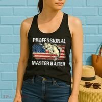 Funny Fishing Professional Master Baiter Retro American Flag Women's Tank Top thumb 2