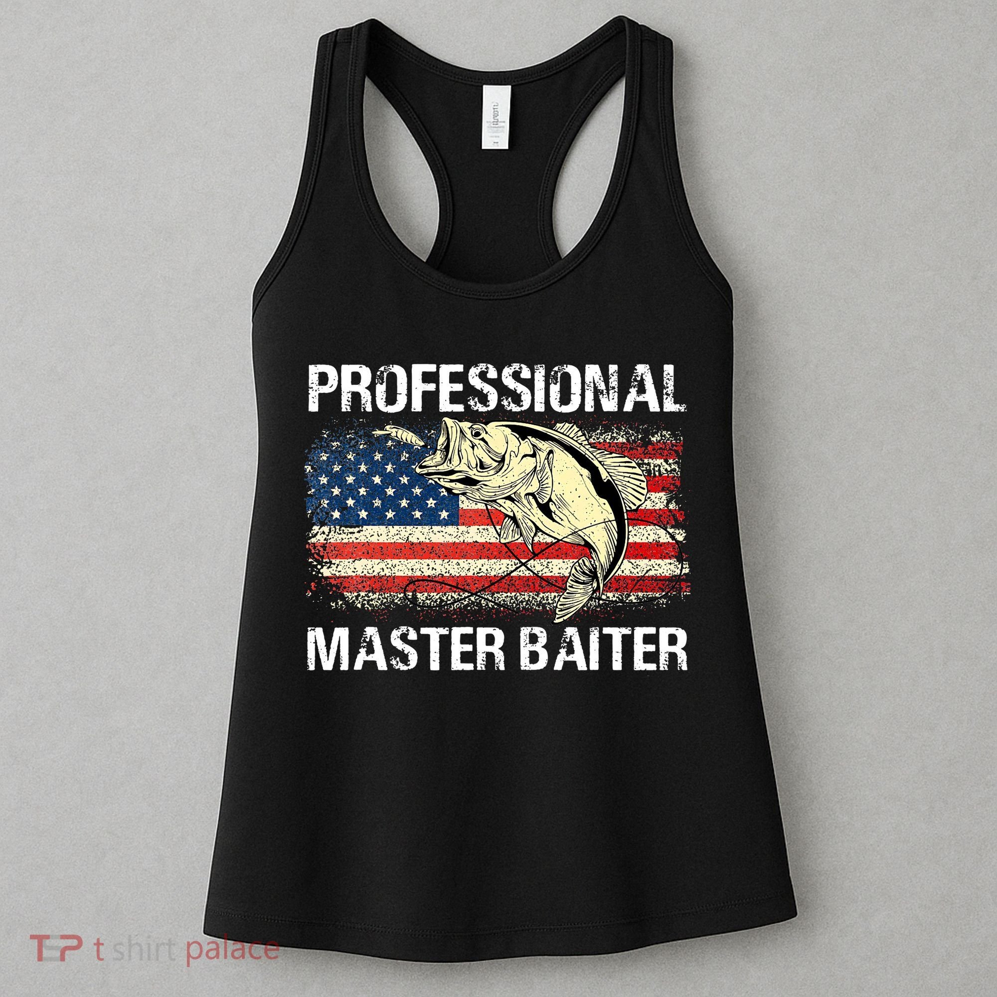 Funny Fishing Professional Master Baiter Retro American Flag Women's Tank Top