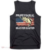Funny Fishing Professional Master Baiter Retro American Flag Tank Top thumb 0