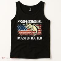 Funny Fishing Professional Master Baiter Retro American Flag Tank Top thumb 2