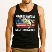 Funny Fishing Professional Master Baiter Retro American Flag Tank Top thumb 3
