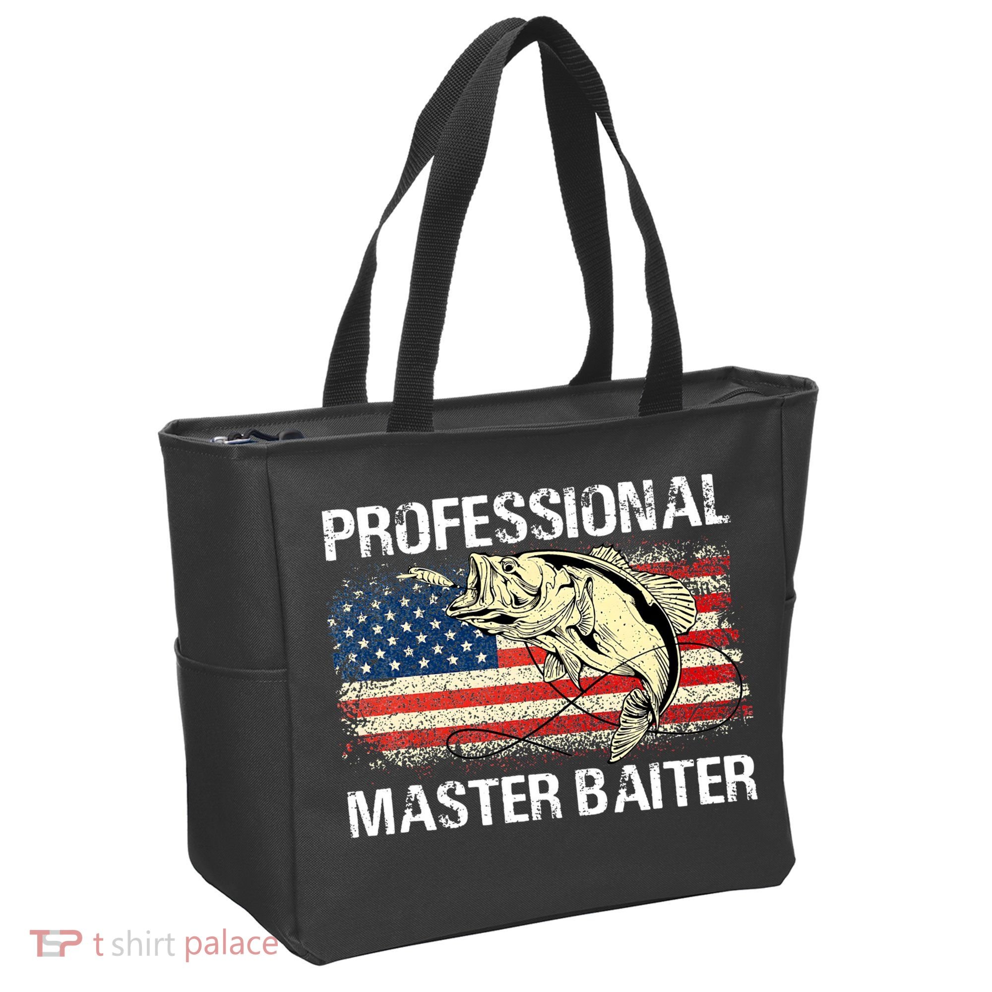 Funny Fishing Professional Master Baiter Retro American Flag Tote Bag