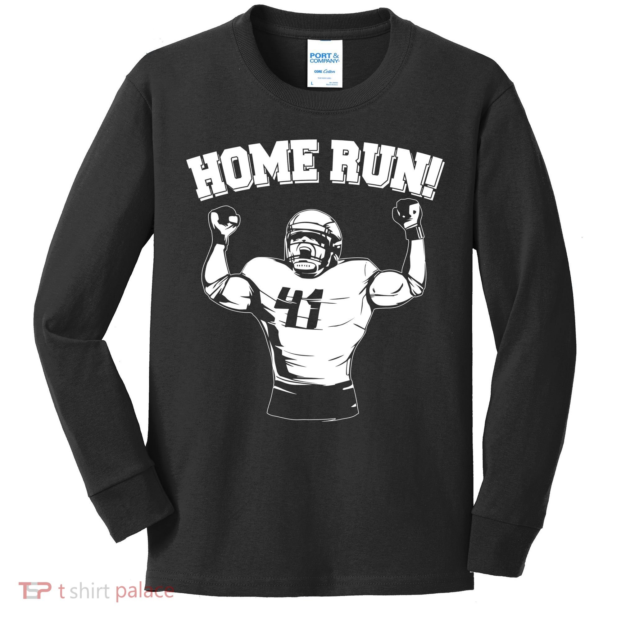 Funny Football Player Home Run Kids Long Sleeve Shirt