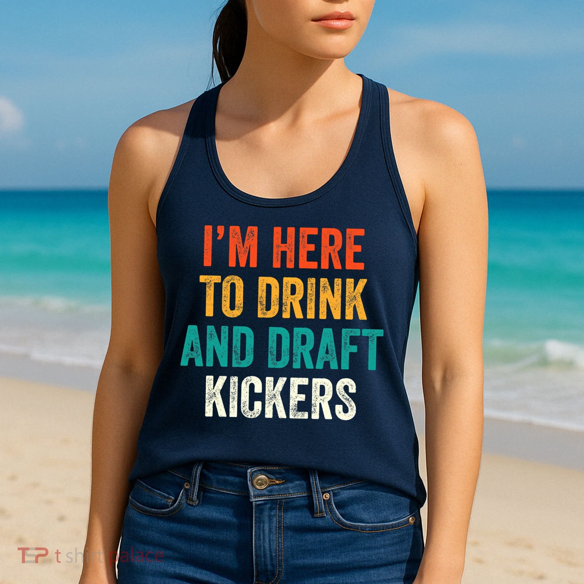 Fantasy Football Party Drink Draft Kickers Funny Sport Retro Women's Tank Top