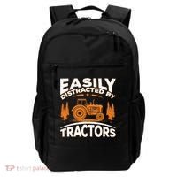 Funny Farming Quote Gift Easily Distracted By Tractors Funny Gift Backpack thumb 0