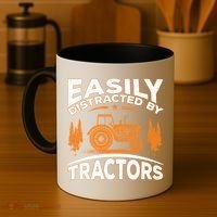 Funny Farming Quote Gift Easily Distracted By Tractors Funny Gift Coffee Mug thumb 4