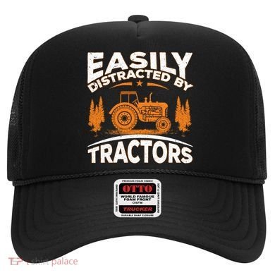Funny Farming Quote Gift Easily Distracted By Tractors Funny Gift Hat
